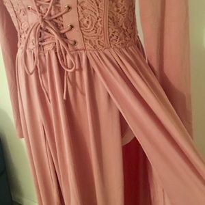 Plunging Vneck double slit maxi dress